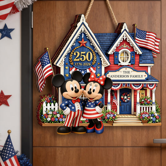 Celebrate 250th Anniversary - Personalized Mouse Custom Shaped Wood Sign