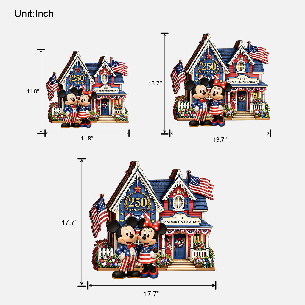 Celebrate 250th Anniversary - Personalized Mouse Custom Shaped Wood Sign