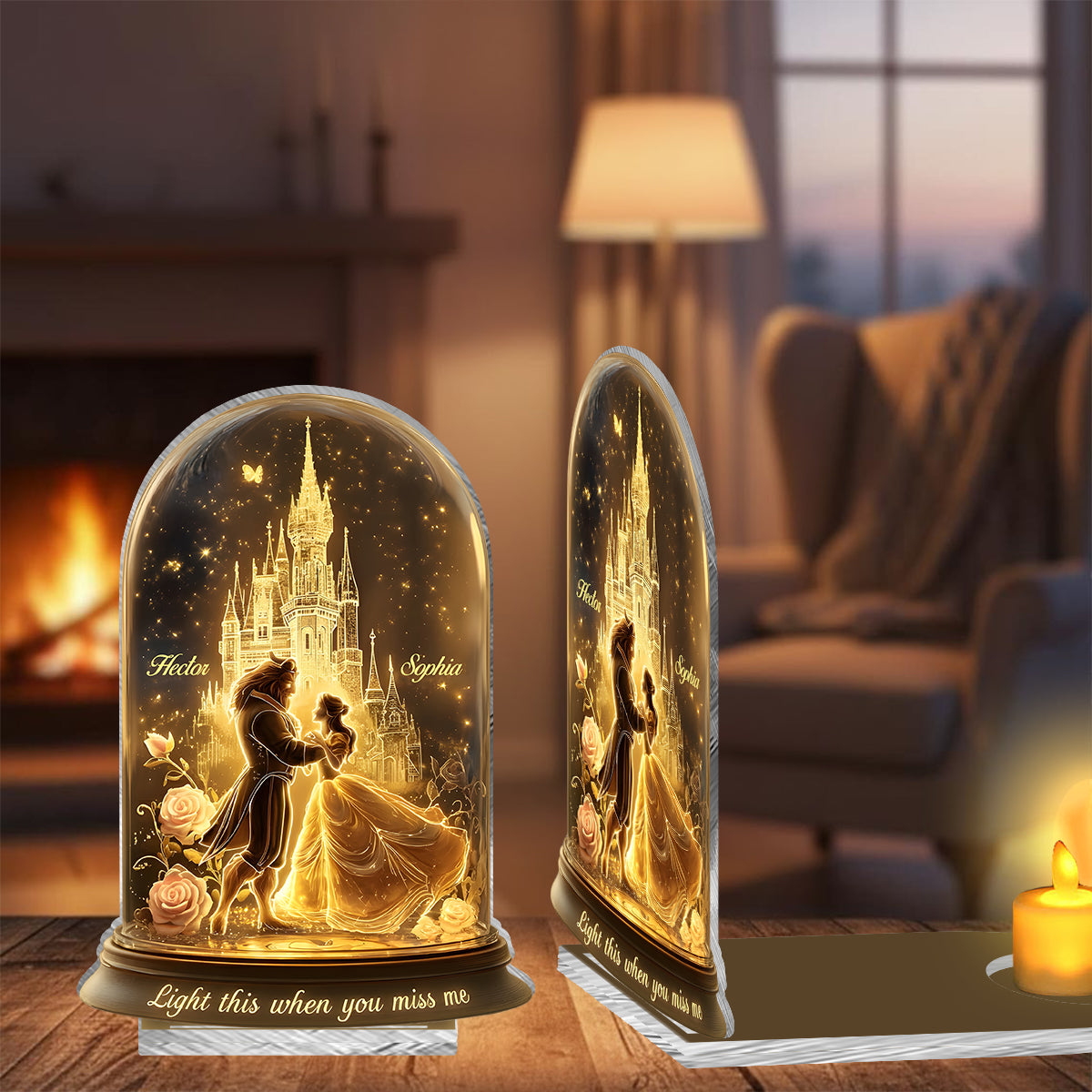 Light This When You Miss Me - Personalized Beauty And The Beast Candle Holder Sign