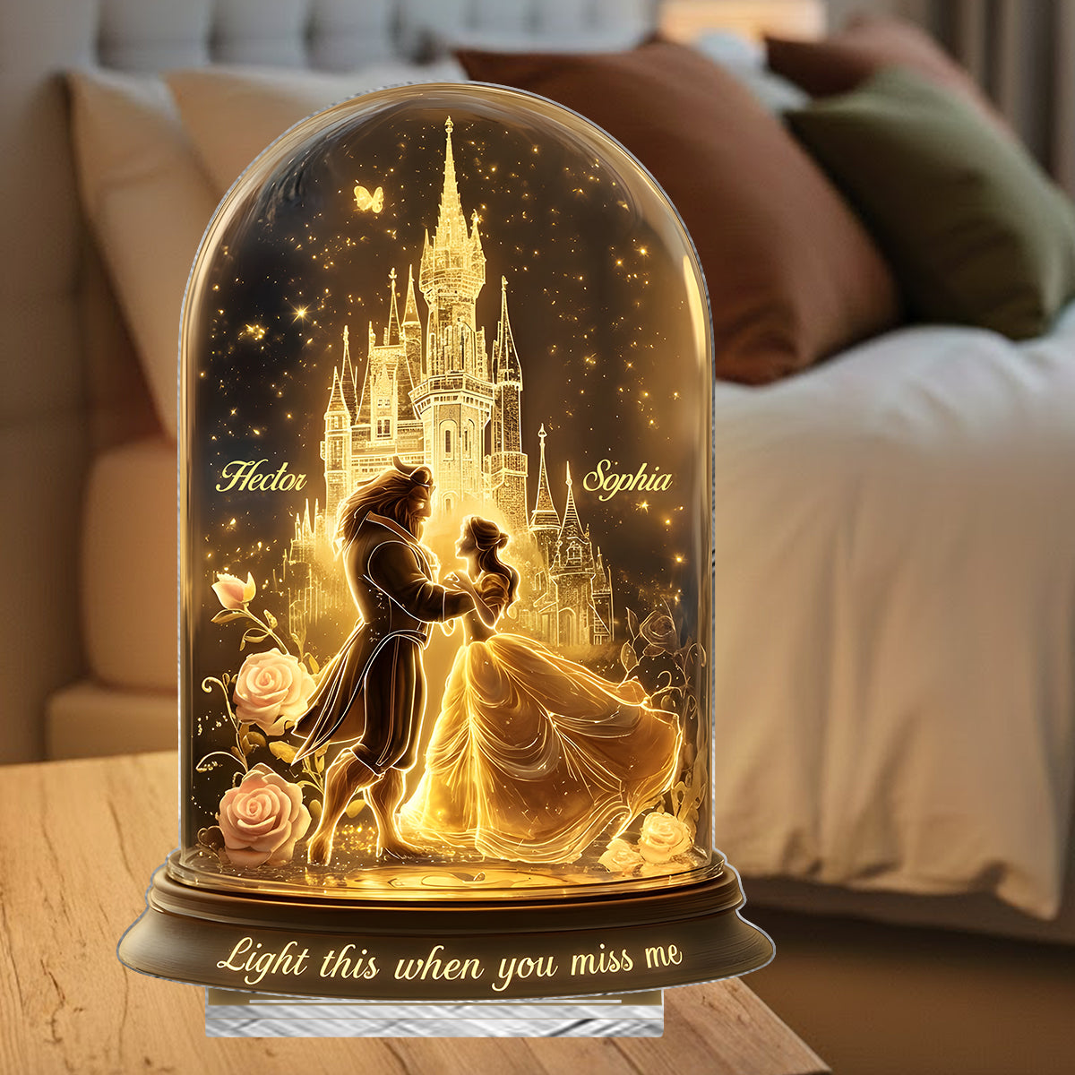 Light This When You Miss Me - Personalized Beauty And The Beast Candle Holder Sign