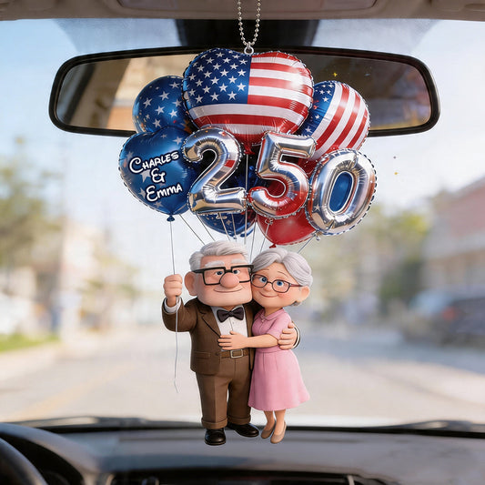Hanging Balloons Old Couple 250 - Personalized Up Movie Couple Transparent Car Ornament