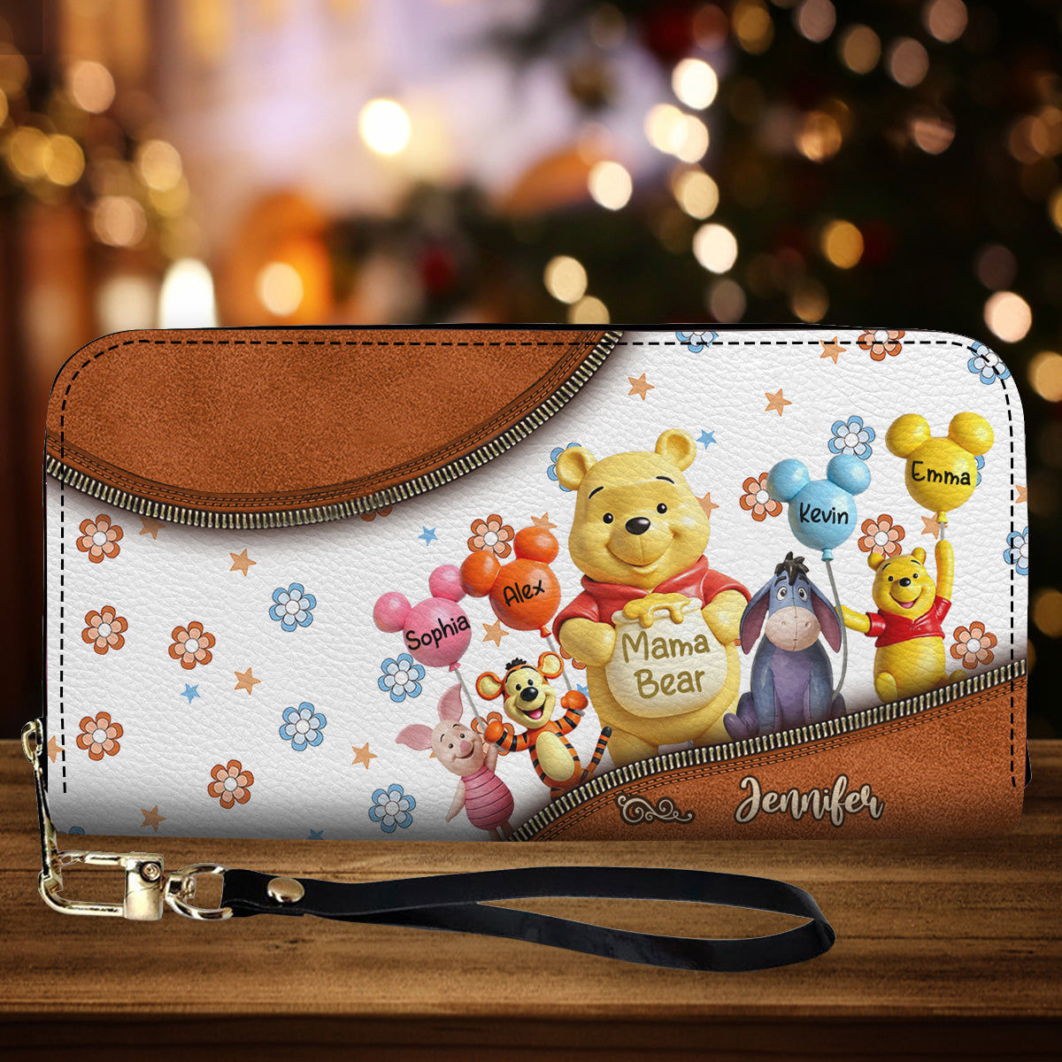 Mama Bear - Personalized Mouse Leather Long Wallet
