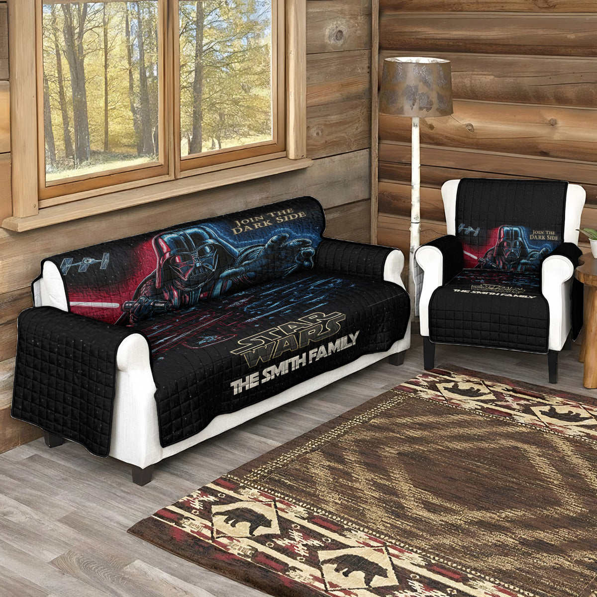 Join The Dark Side - Personalized The Force Quilted Sofa/Couch Cover