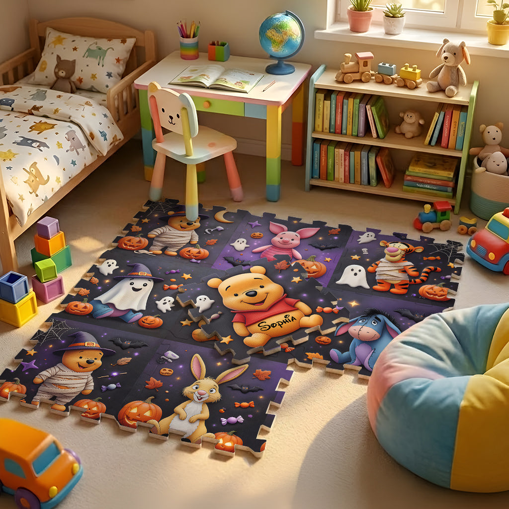 Halloween Friends - Personalized Yellow Bear Foam Puzzle Mat