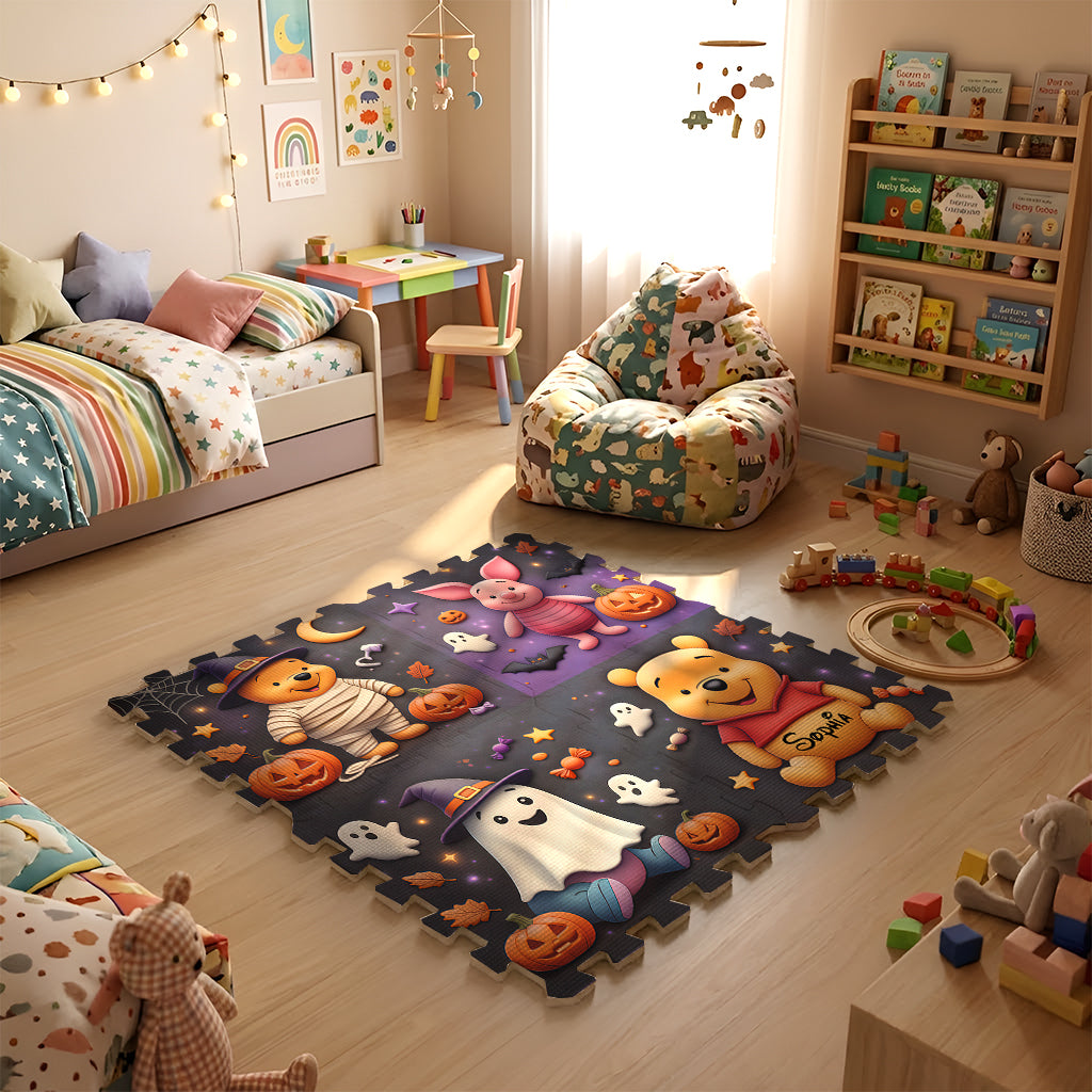 Halloween Friends - Personalized Yellow Bear Foam Puzzle Mat