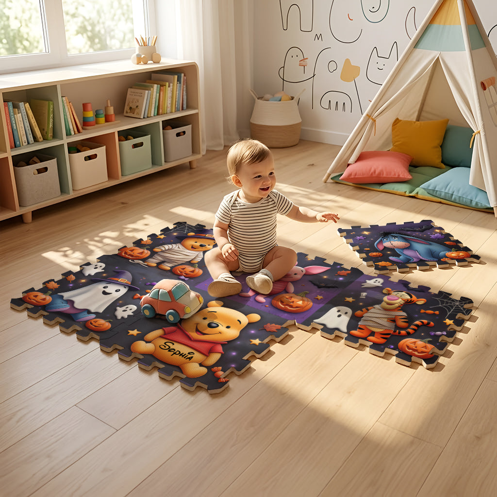 Halloween Friends - Personalized Yellow Bear Foam Puzzle Mat