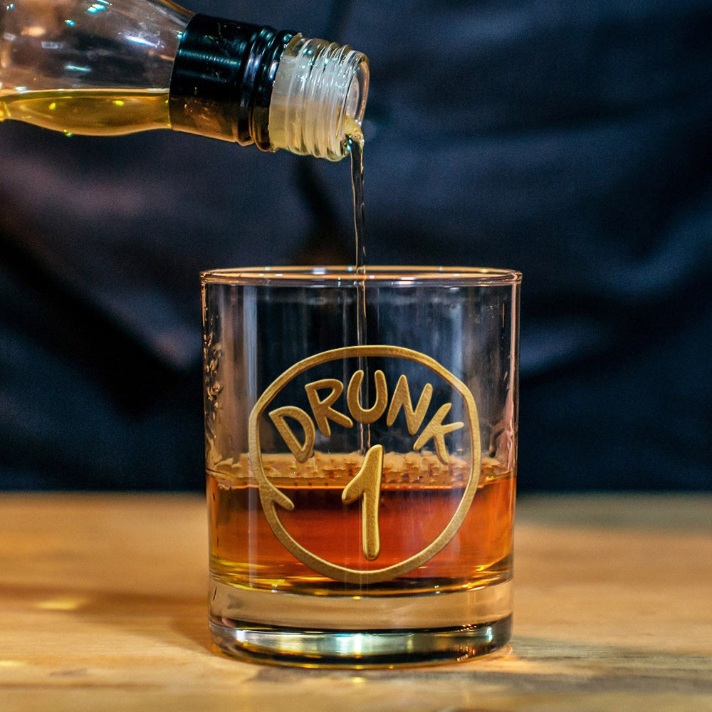 Drunk 1 Drunk 2 - Personalized Whisky Whiskey Glass