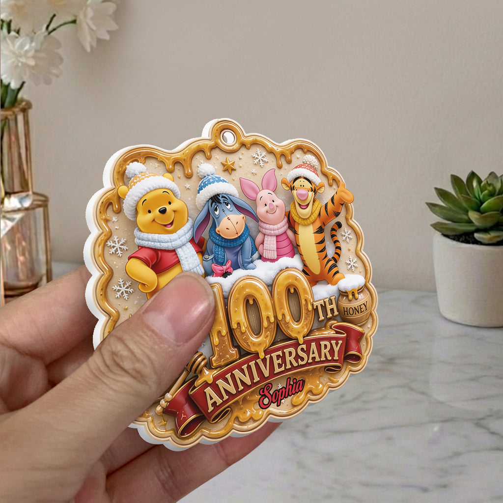 Honey Bear 100th Anniversary - Personalized Yellow Bear Premium 3D Ornament