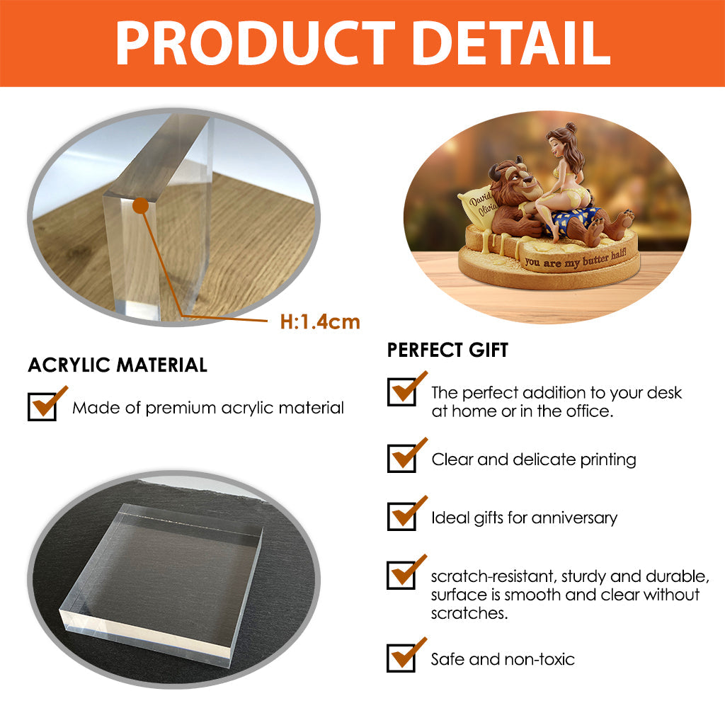 You Are My Butter Half - Personalized Beauty And The Beast Custom Shaped Acrylic Plaque