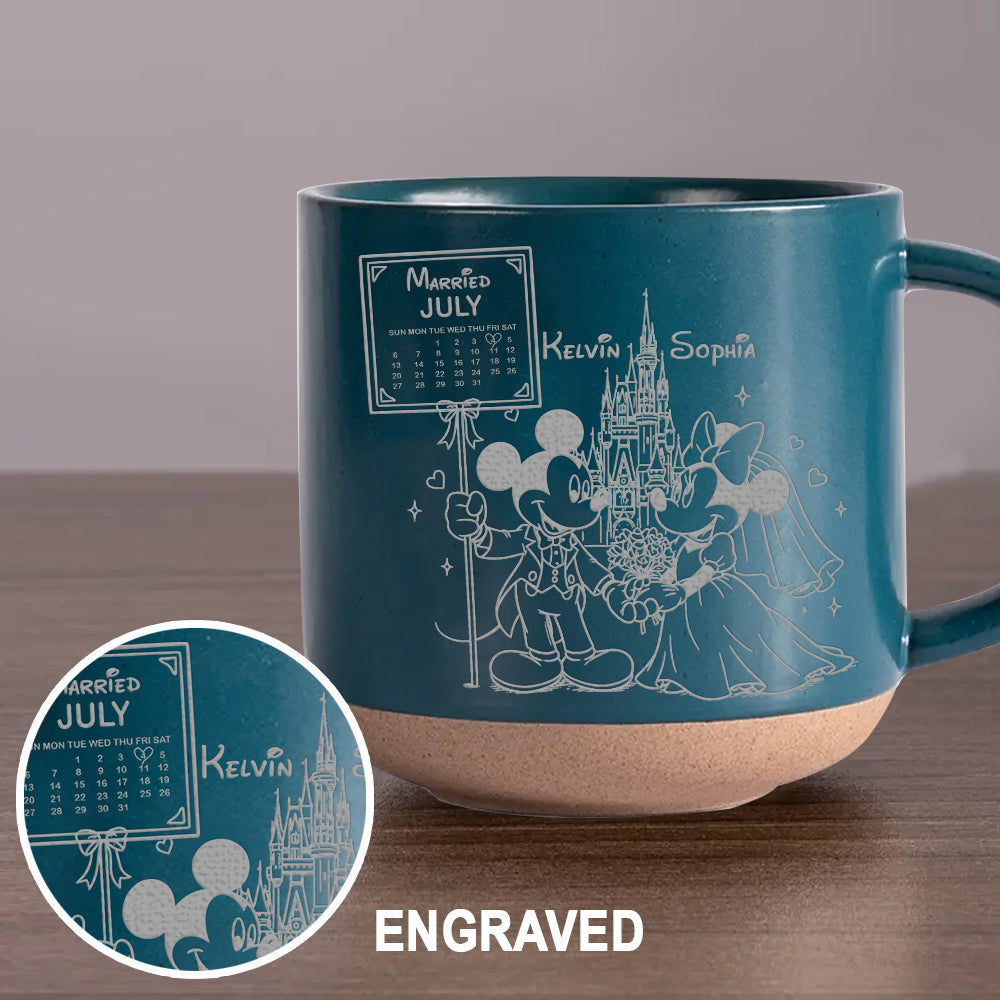 Happily Ever After - Personalized Mouse Engraved Pottery Mug