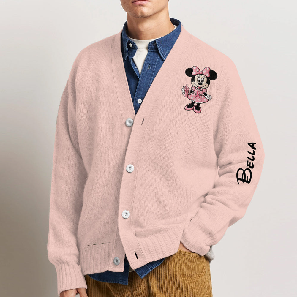 Fight Like A Girl - Personalized Breast Cancer Awareness Cardigan Sweater
