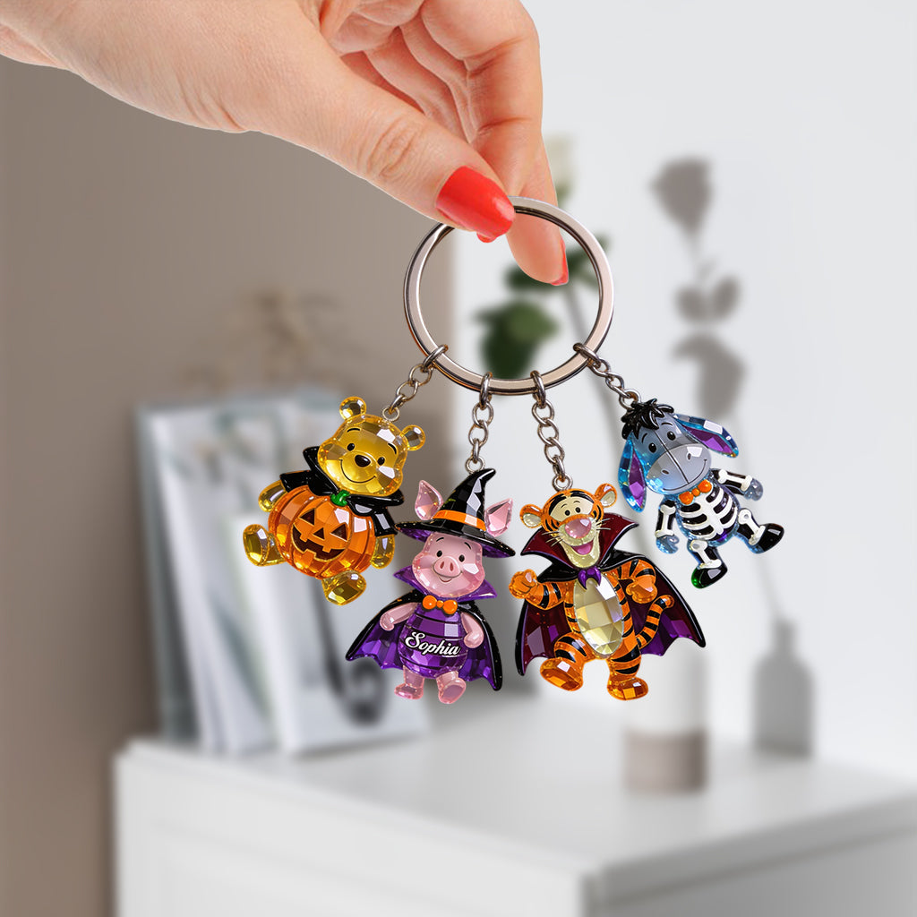 Halloween Vibes - Personalized Yellow Bear Premium Keychain With Charms