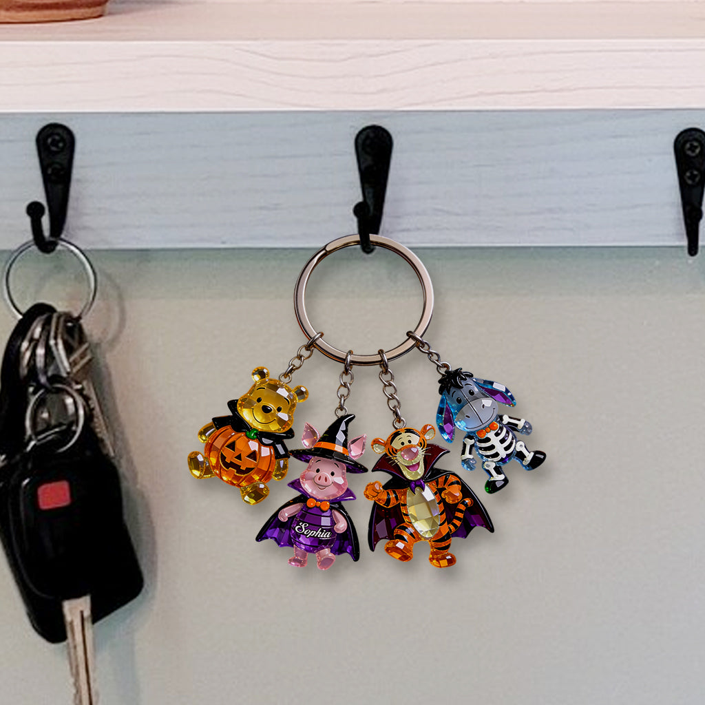Halloween Vibes - Personalized Yellow Bear Premium Keychain With Charms