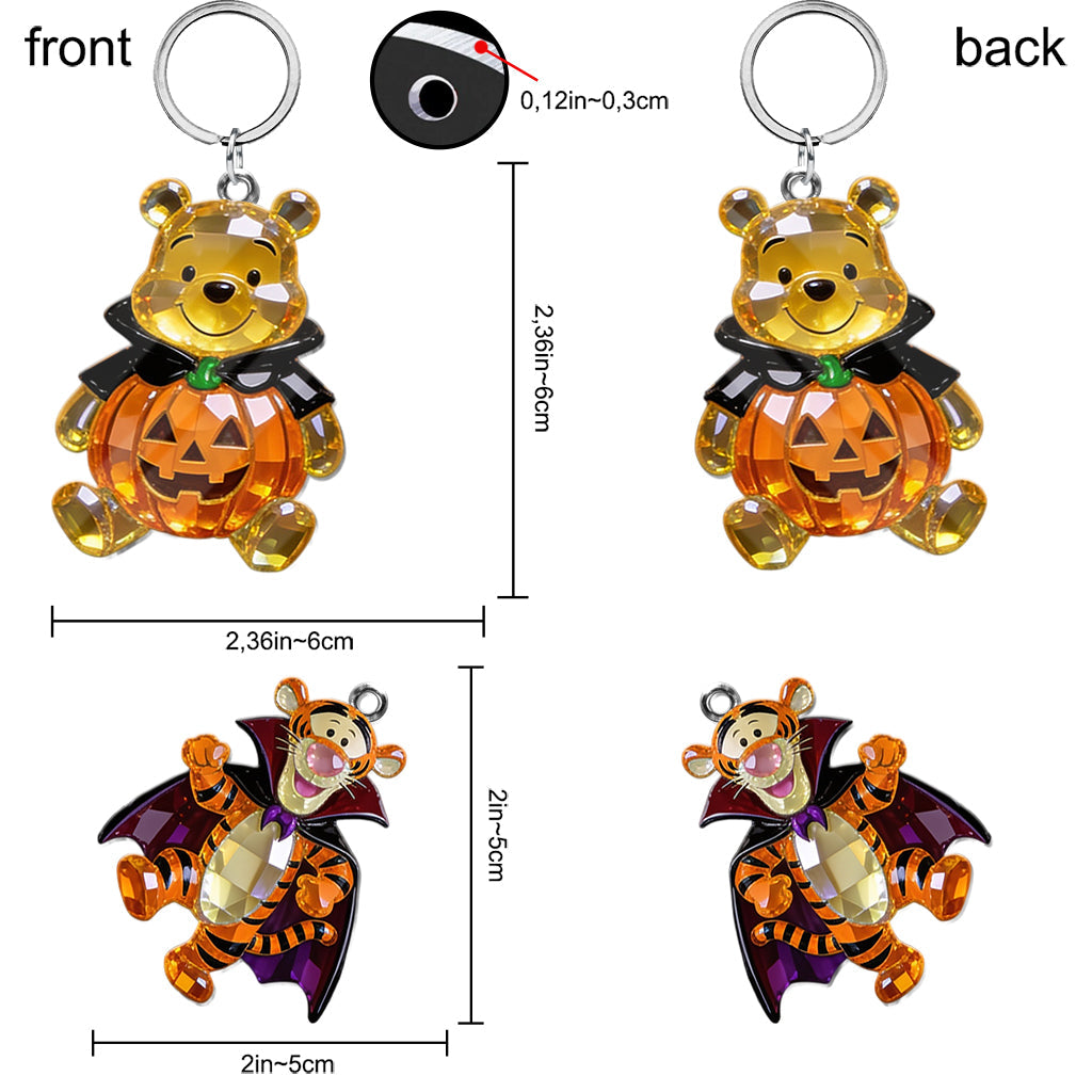 Halloween Vibes - Personalized Yellow Bear Premium Keychain With Charms