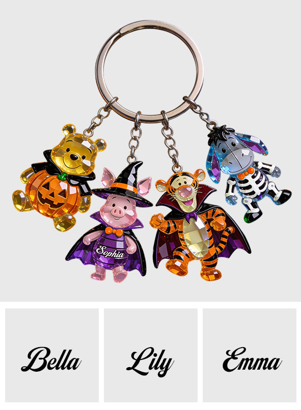 Halloween Vibes - Personalized Yellow Bear Premium Keychain With Charms