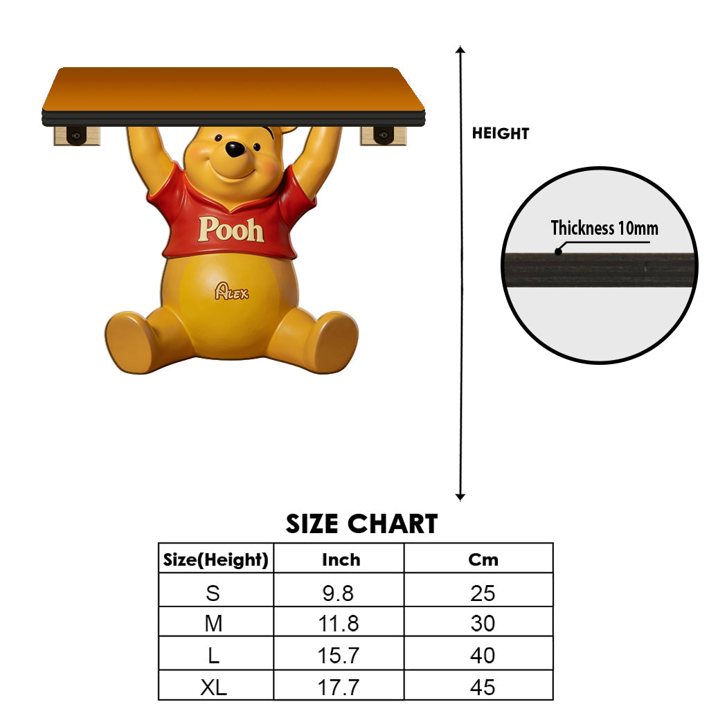 Cute Bear - Personalized Yellow Bear Wooden Floating Shelf