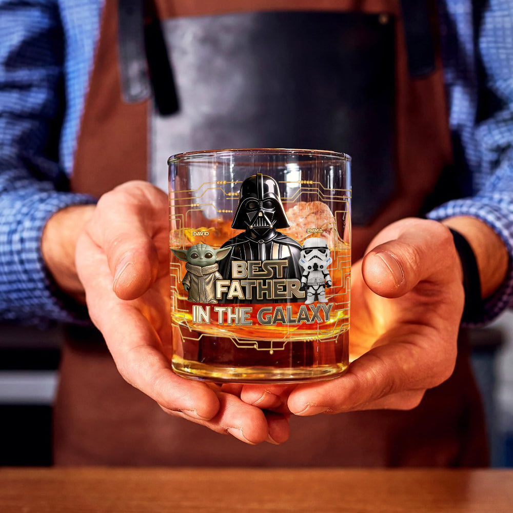 Best Dad Ever - Personalized The Force Whiskey Glass