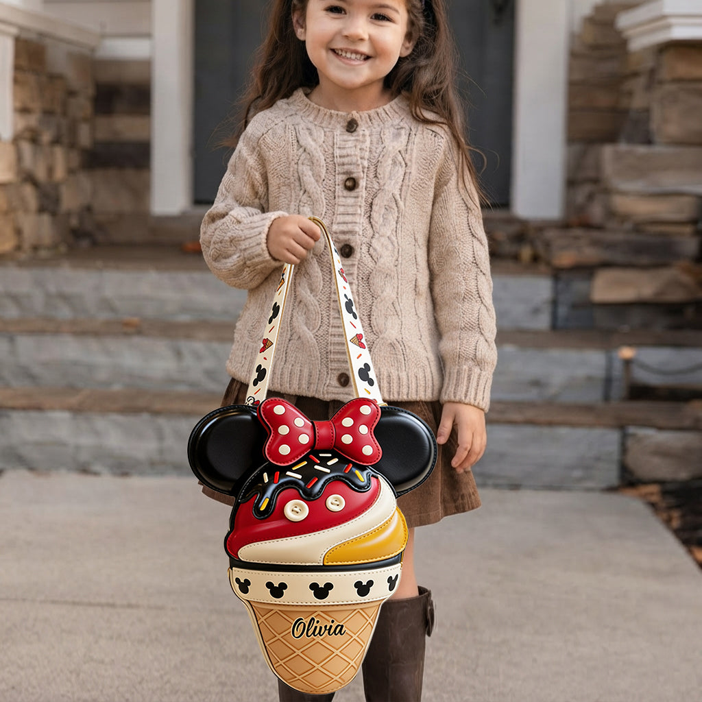 Magical Friends - Personalized Mouse Custom Shaped Leather Tote Bag