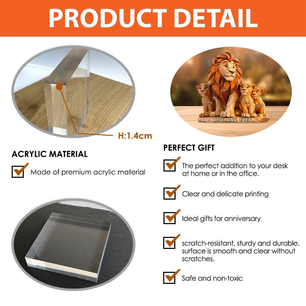 Best Dad Ever - Personalized Father Custom Shaped Acrylic Plaque