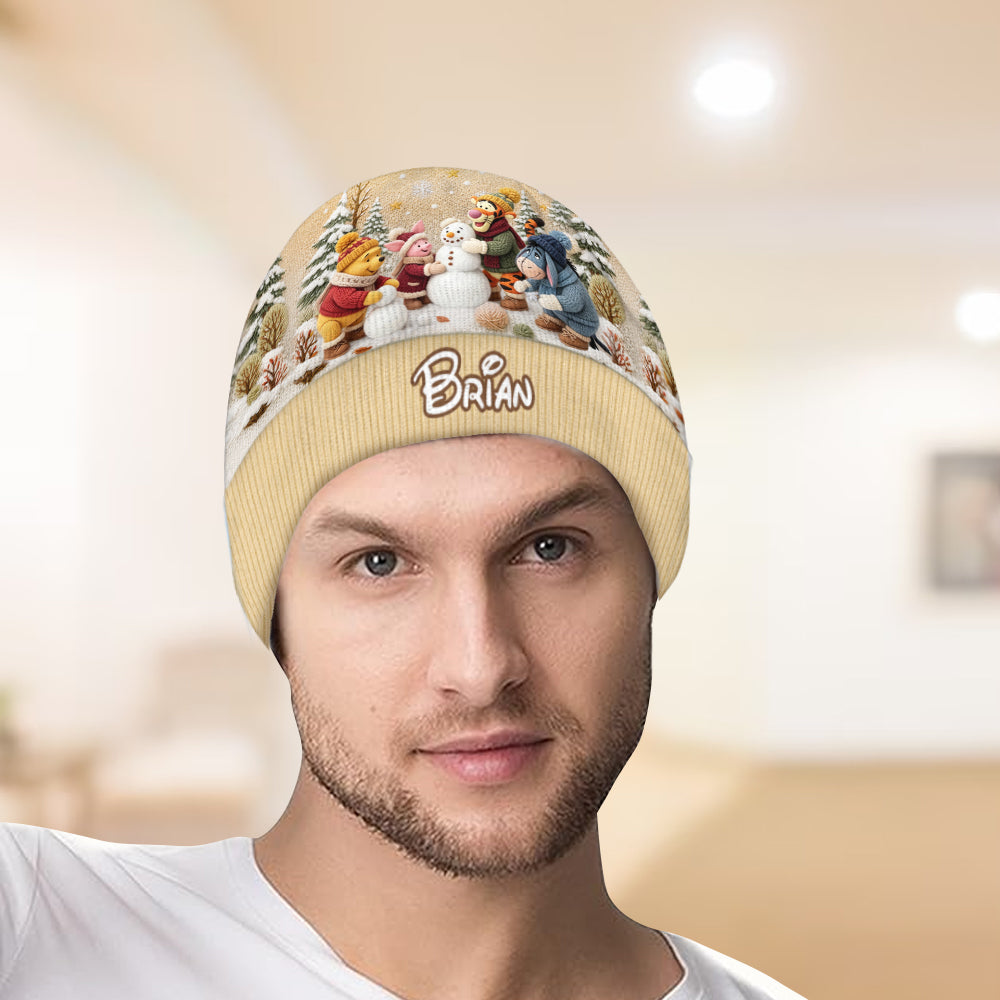 Snow Much Fun Together - Personalized Yellow Bear Beanie Hat