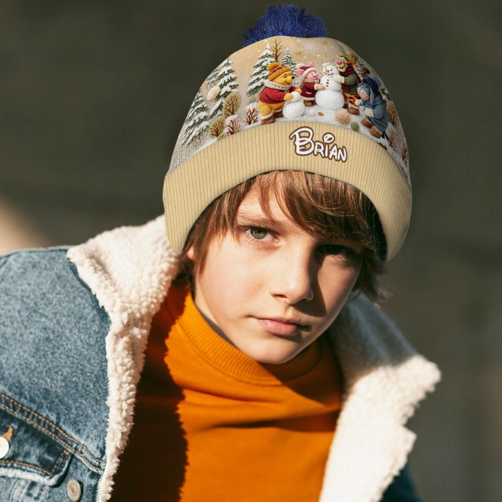 Snow Much Fun Together - Personalized Yellow Bear Beanie Hat