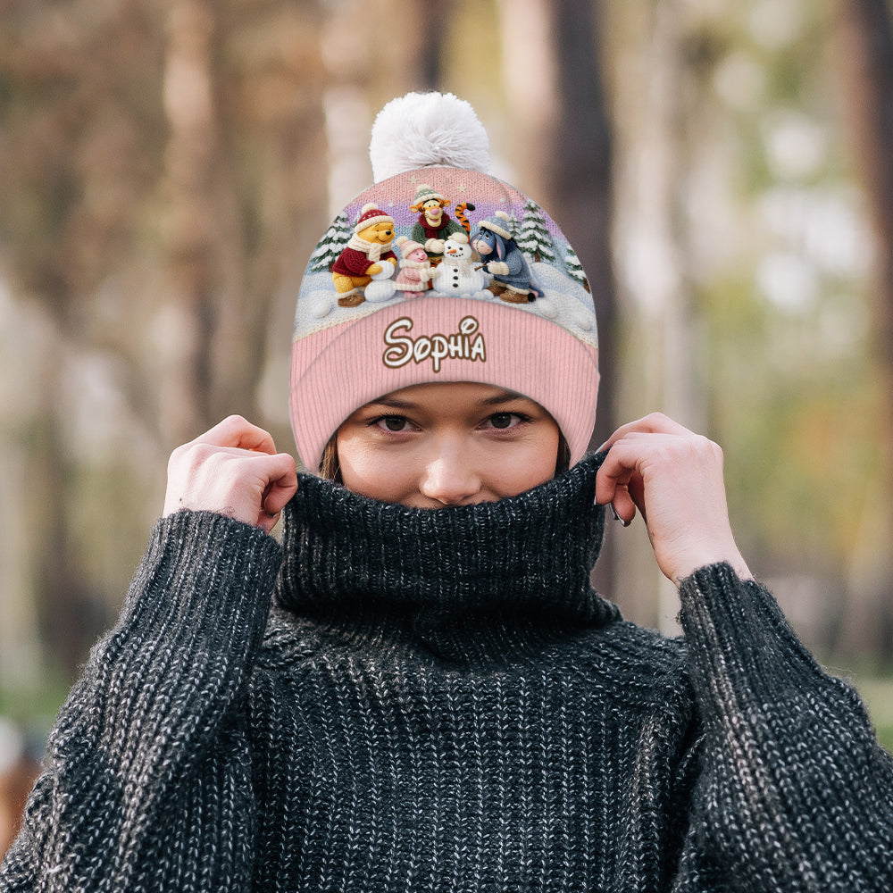 Snow Much Fun Together - Personalized Yellow Bear Beanie Hat