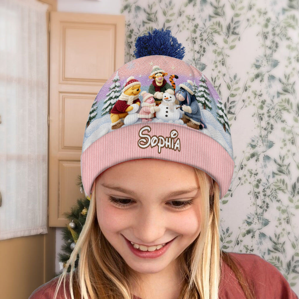 Snow Much Fun Together - Personalized Yellow Bear Beanie Hat