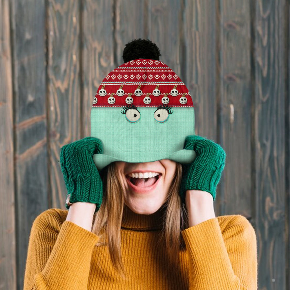 Snowman Face Christmas - Personalized Nightmare Beanie Hat