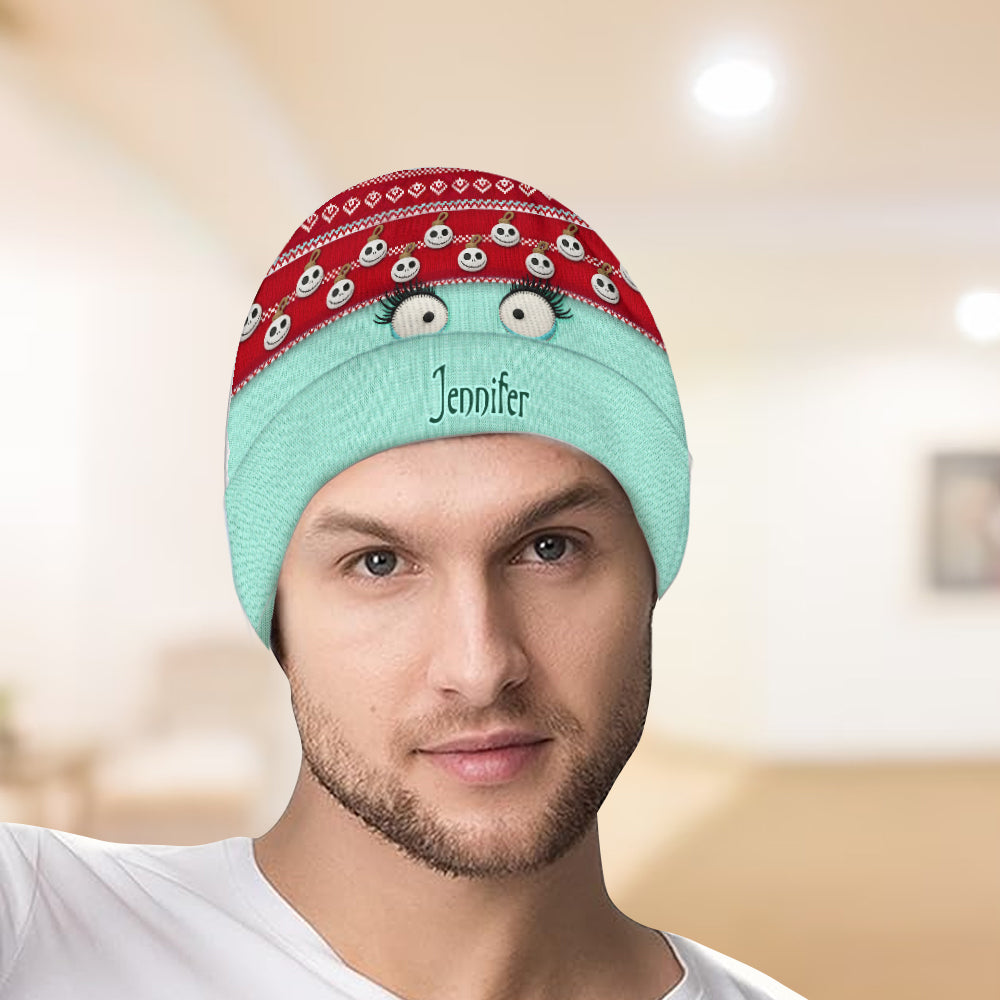 Snowman Face Christmas - Personalized Nightmare Beanie Hat