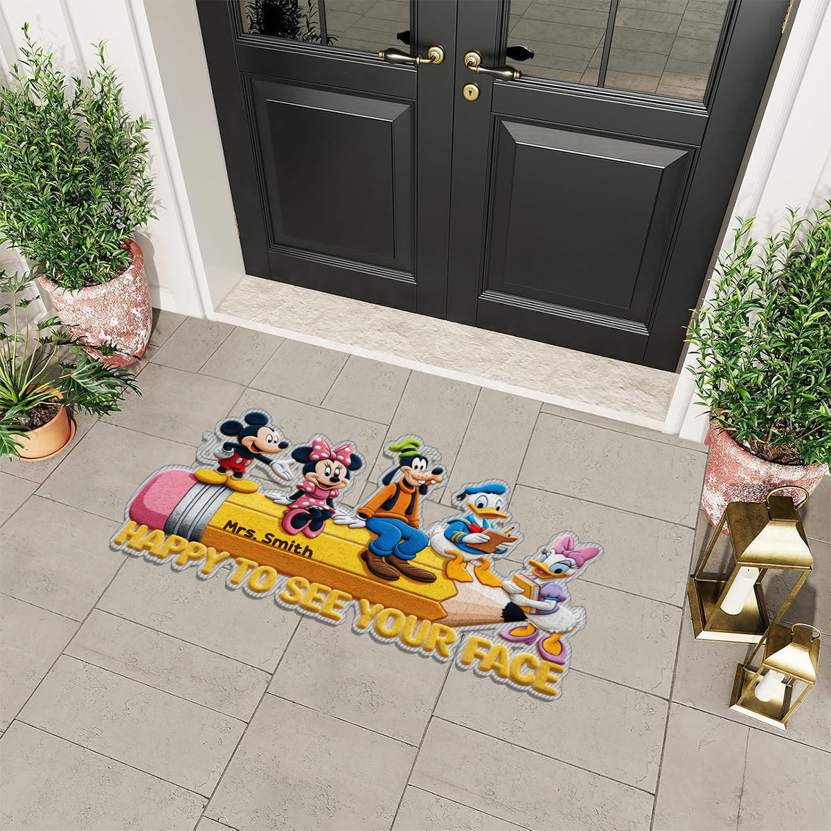 Happy To See Your Face - Personalized Mouse Non-Slip Tufted Rug
