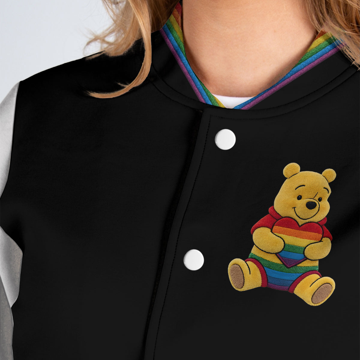 Love Is Love Cute Bear - Personalized LGBT Support Varsity Jacket