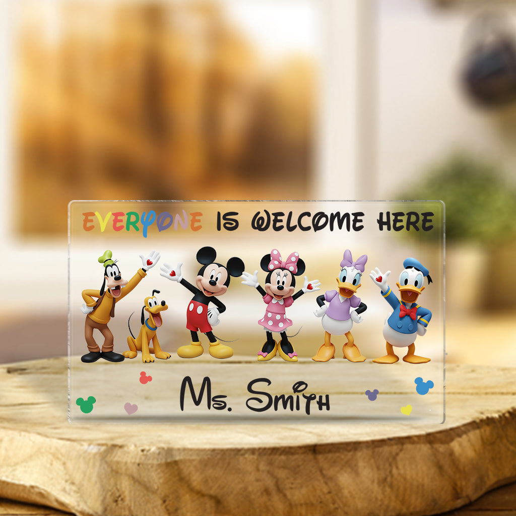 Everyone Is Welcome Here - Personalized Mouse Custom Shaped Acrylic Plaque