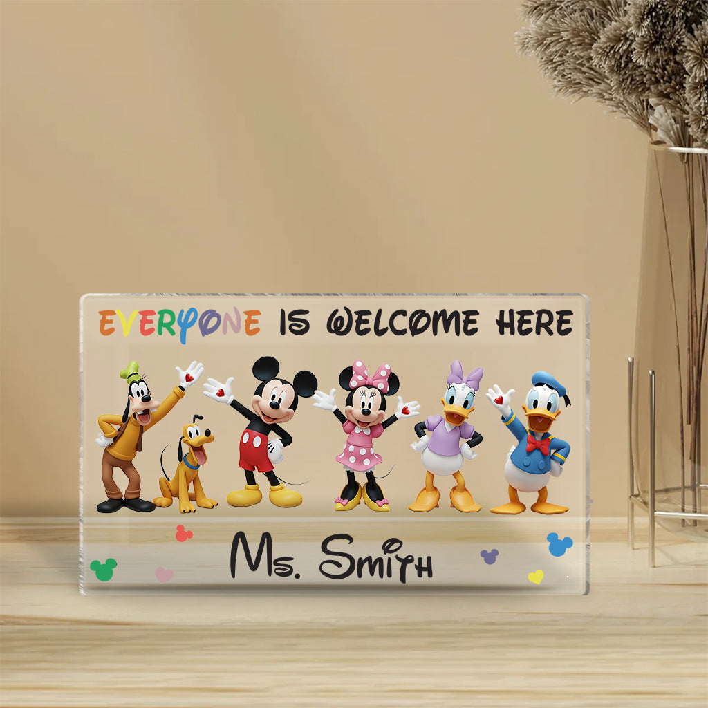 Everyone Is Welcome Here - Personalized Mouse Custom Shaped Acrylic Plaque