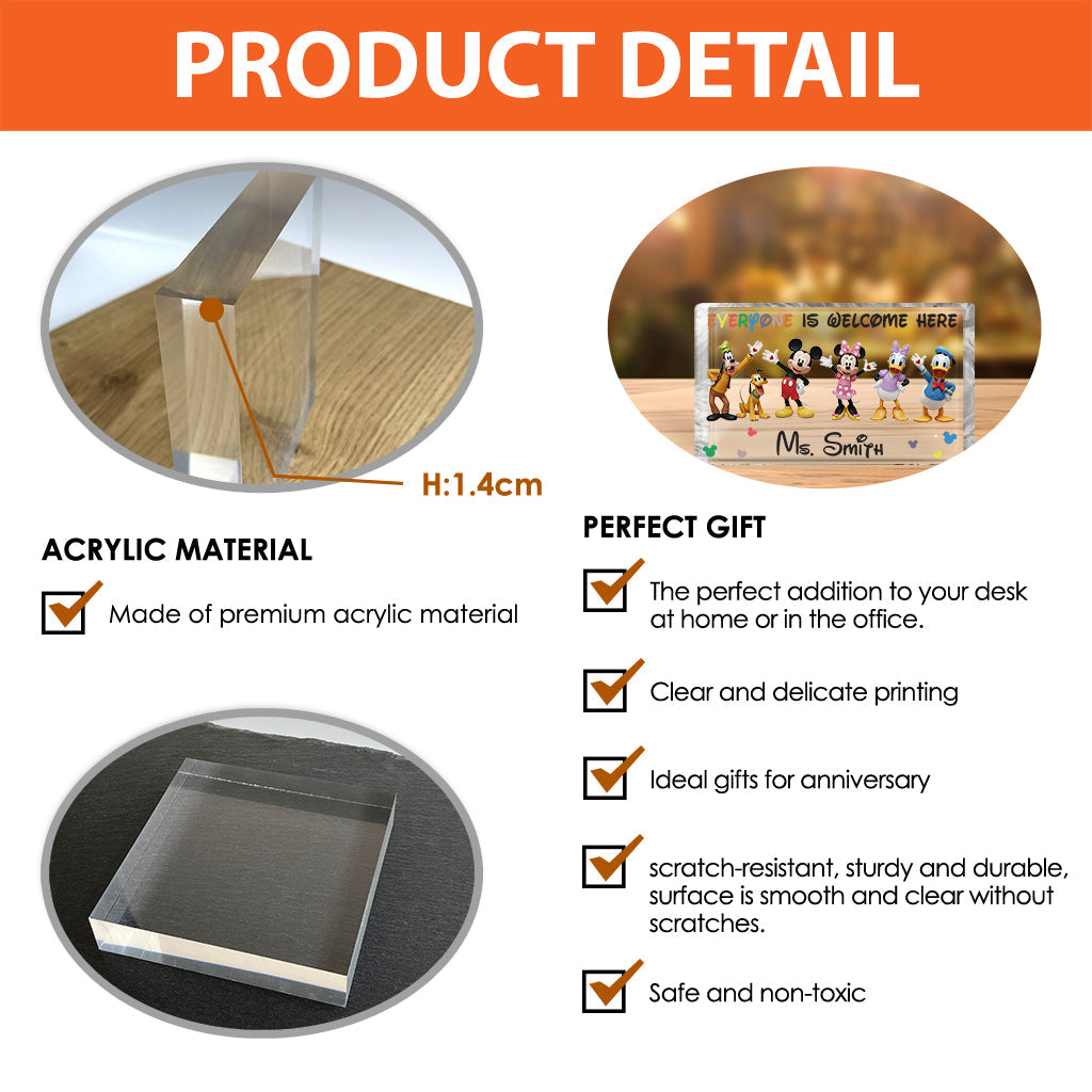 Everyone Is Welcome Here - Personalized Mouse Custom Shaped Acrylic Plaque