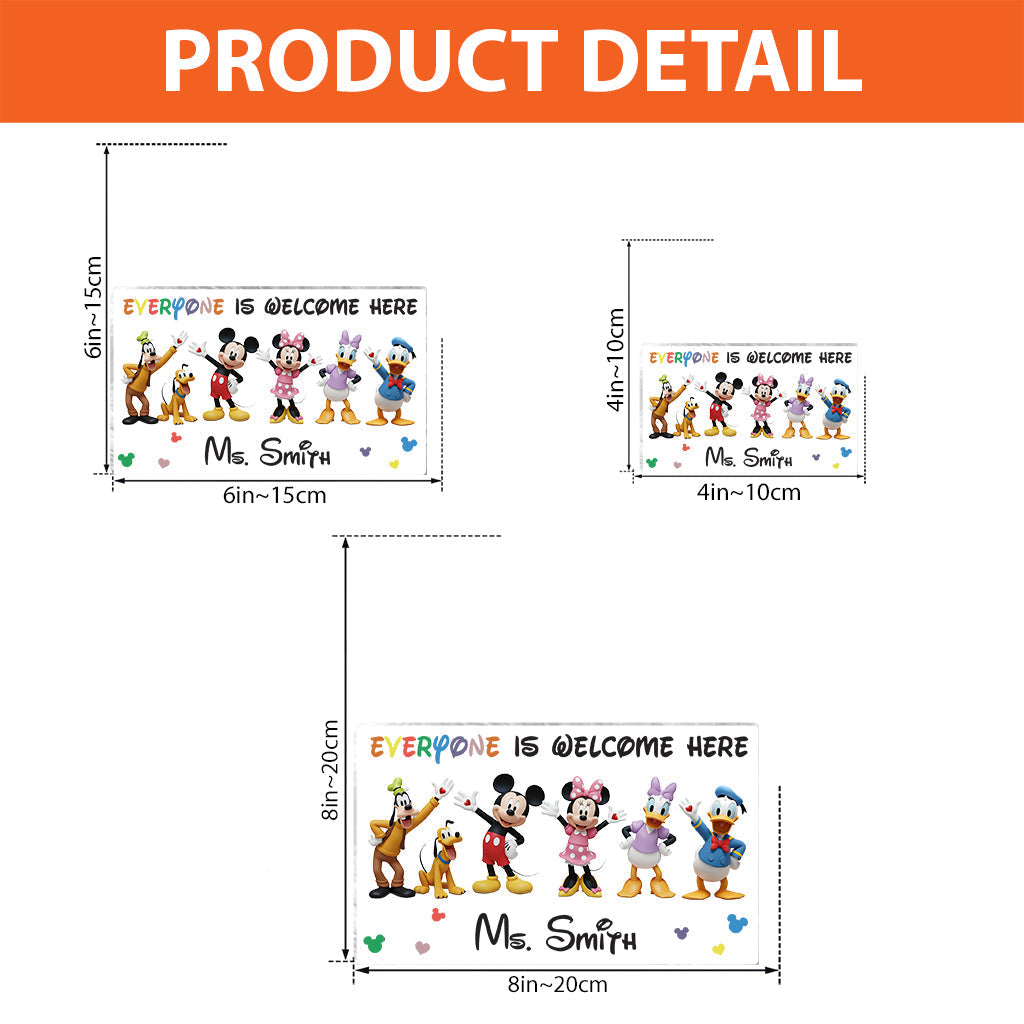 Everyone Is Welcome Here - Personalized Mouse Custom Shaped Acrylic Plaque