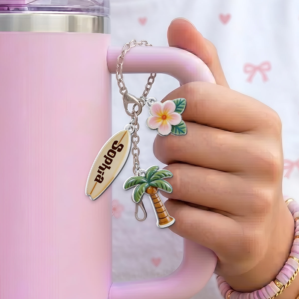 Ohana Tumbler with Charms - Personalized Ohana Dangling Charms