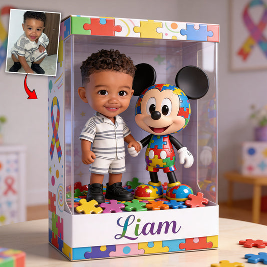 Autism Support Cartoon Puzzle Toy - Personalized Autism Awareness Custom Shaped Acrylic Plaque