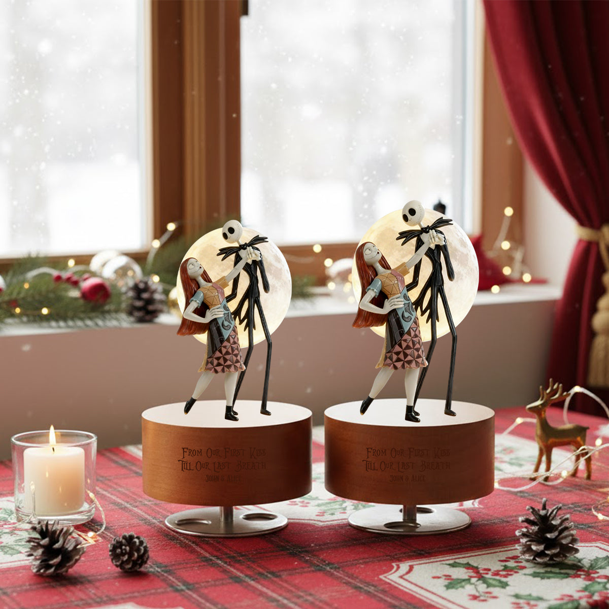 From Our First Kiss Till Our Last Breath - Personalized Nightmare Rotating Music Plaque