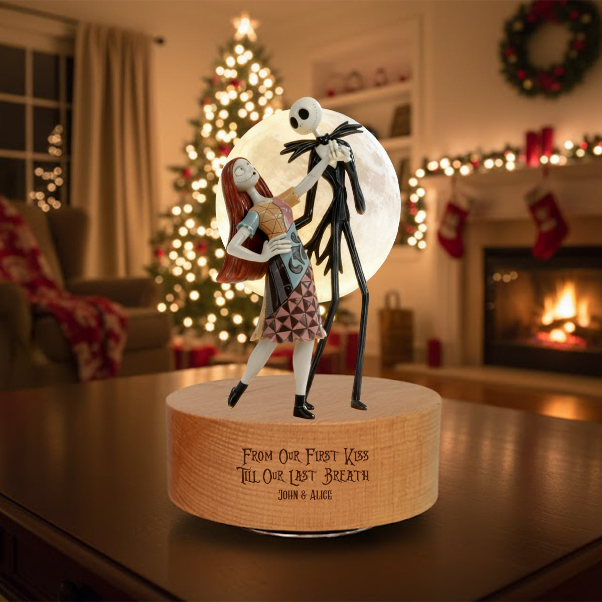 From Our First Kiss Till Our Last Breath - Personalized Nightmare Rotating Music Plaque