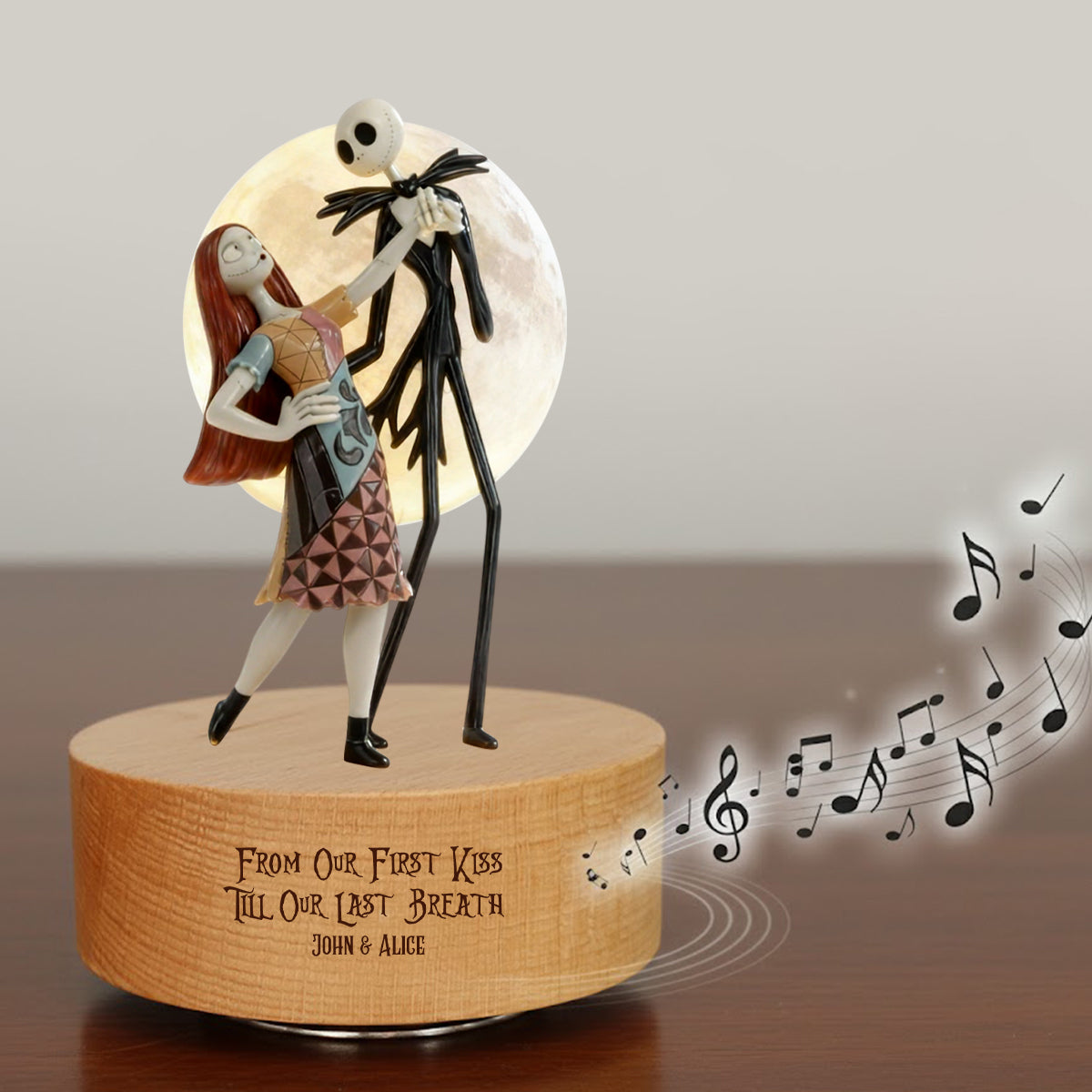 From Our First Kiss Till Our Last Breath - Personalized Nightmare Rotating Music Plaque
