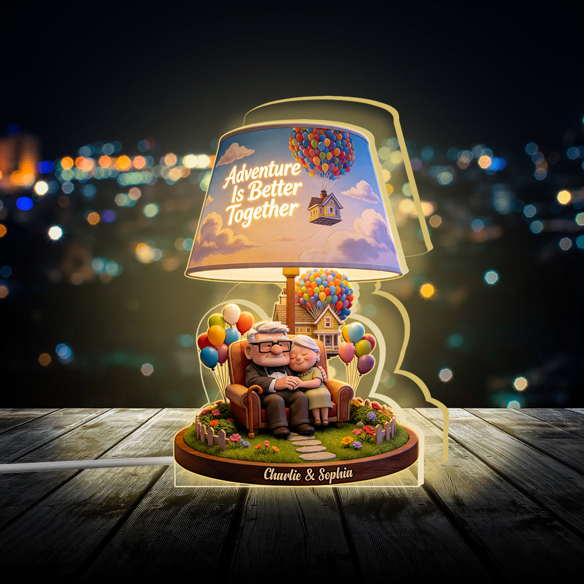 Adventure Is Better Together - Personalized Up Movie Couple Acrylic LED Night Light