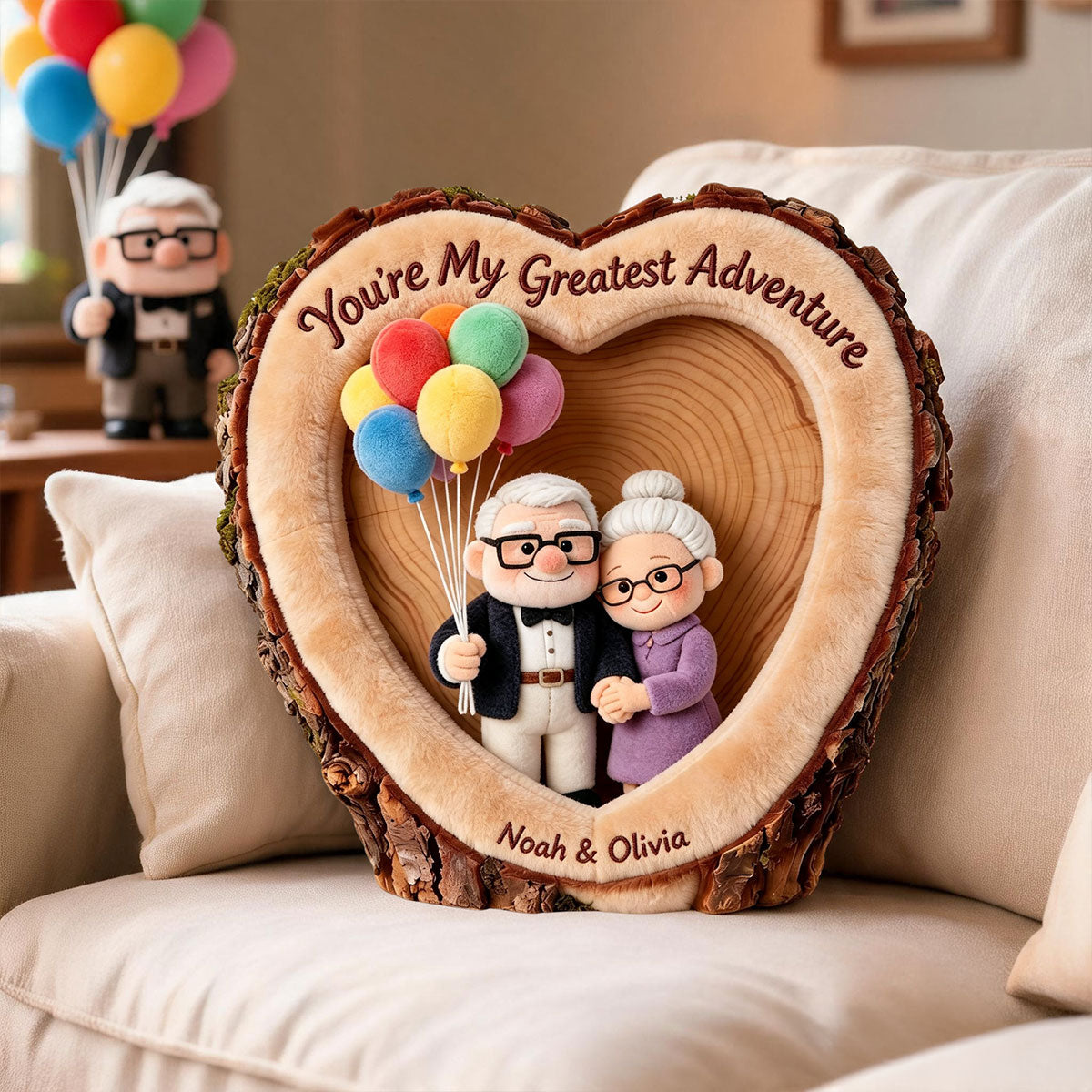 You're My Greatest Adventure - Personalized Up Movie Couple Premium Faux Fur Pillow