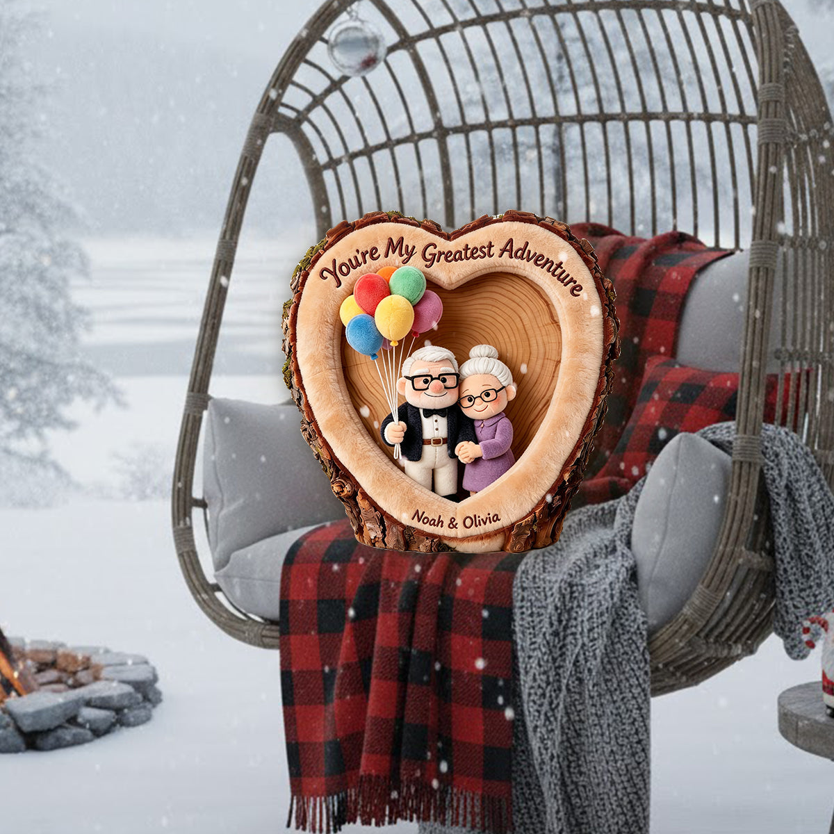 You're My Greatest Adventure - Personalized Up Movie Couple Premium Faux Fur Pillow