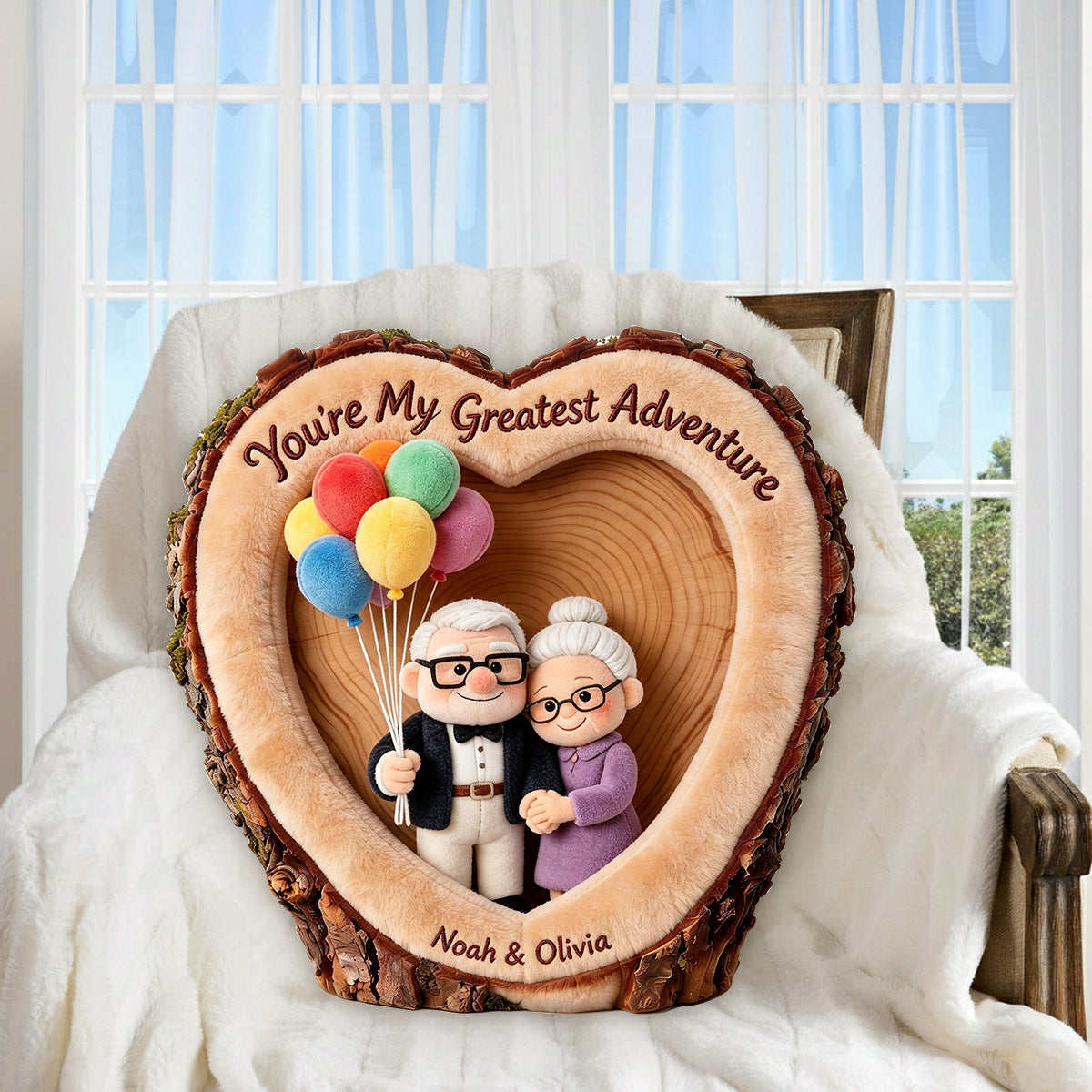 You're My Greatest Adventure - Personalized Up Movie Couple Premium Faux Fur Pillow