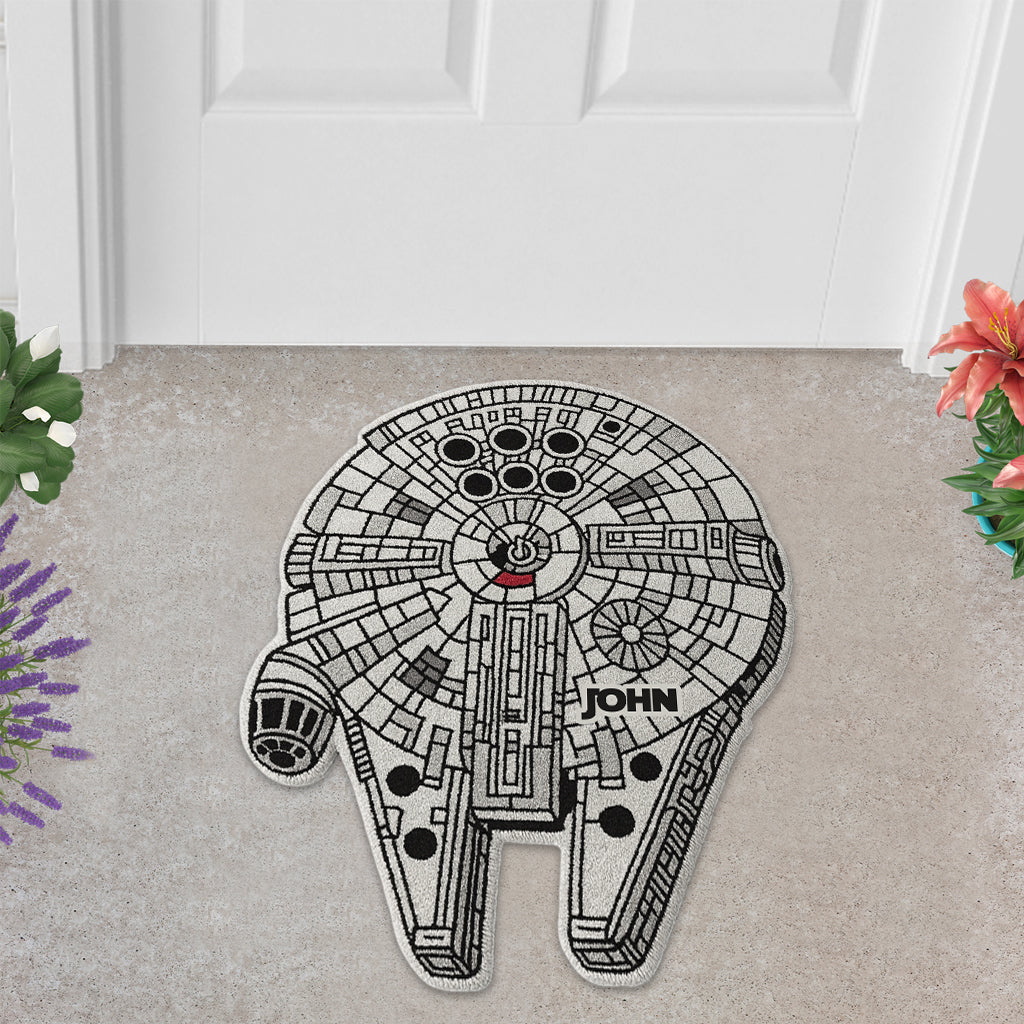Cool Starship - Personalized The Force Shaped Doormat/ Rug
