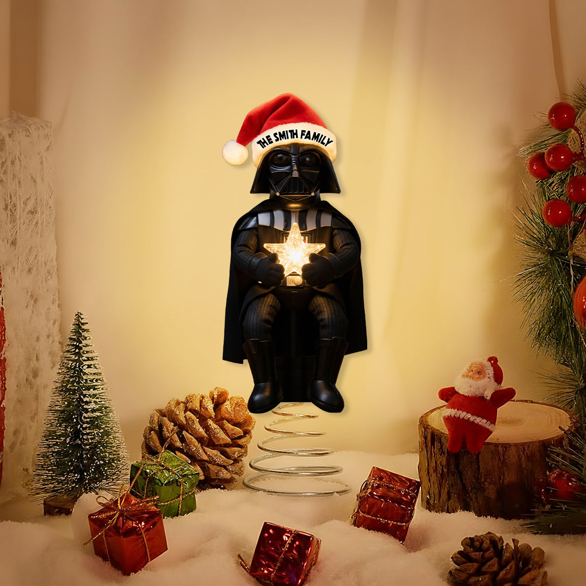 Merry Christmas - Personalized The Force LED Light Tree Topper
