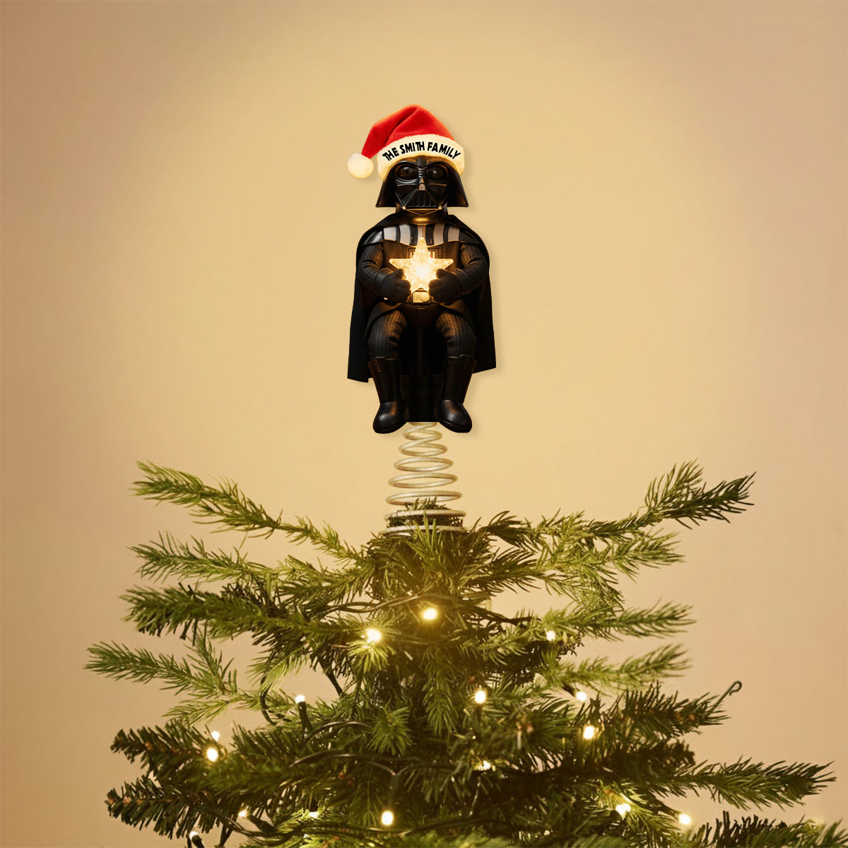 Merry Christmas - Personalized The Force LED Light Tree Topper