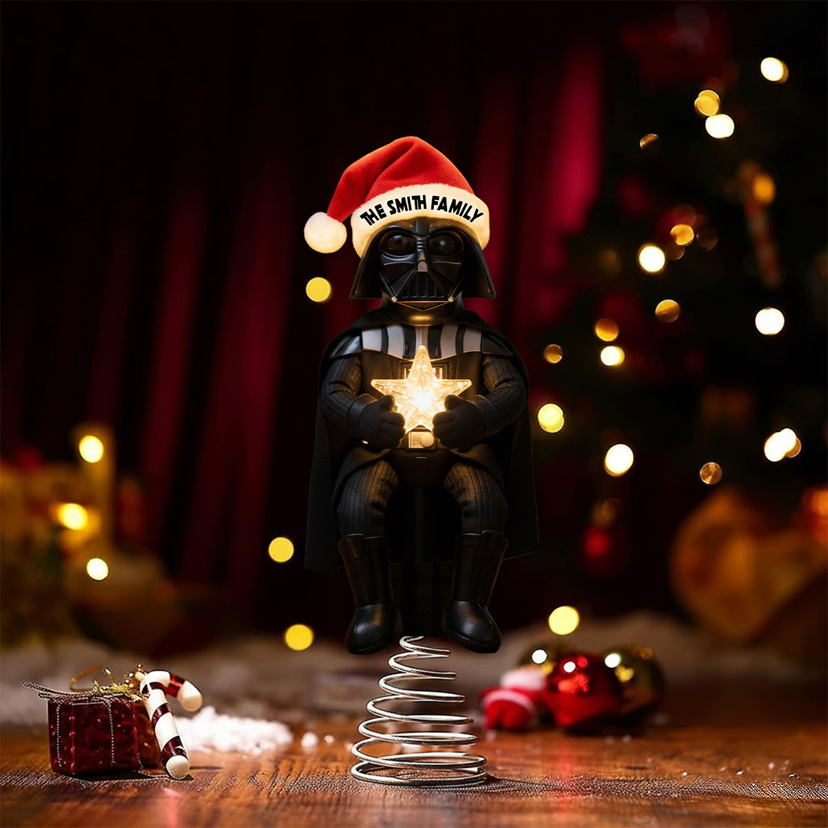 Merry Christmas - Personalized The Force LED Light Tree Topper