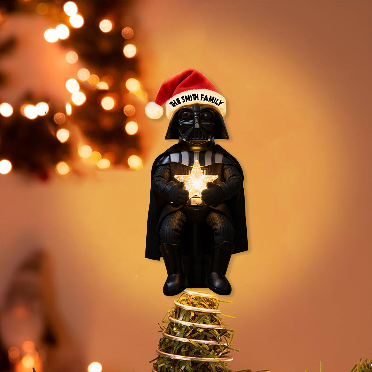 Merry Christmas - Personalized The Force LED Light Tree Topper