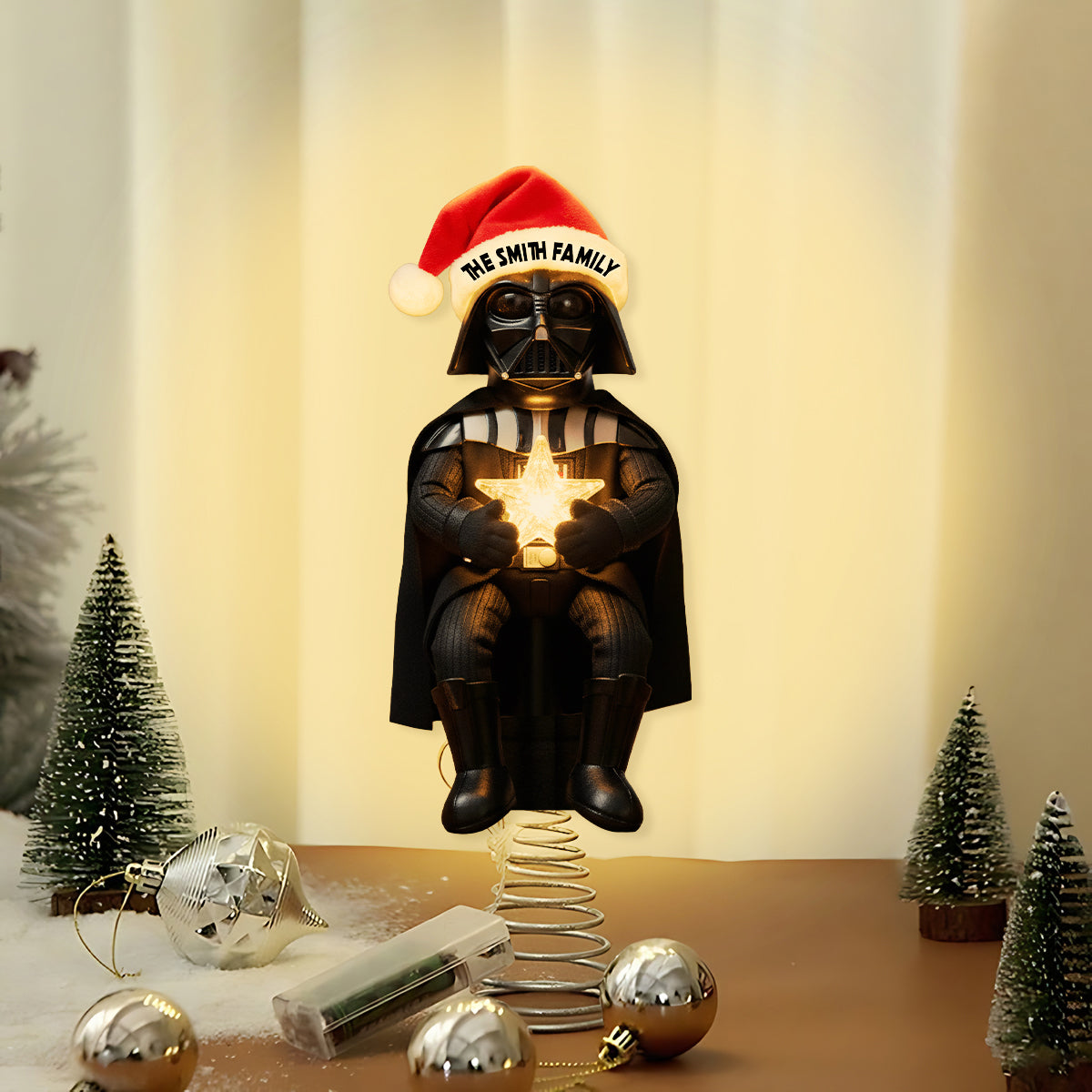 Merry Christmas - Personalized The Force LED Light Tree Topper